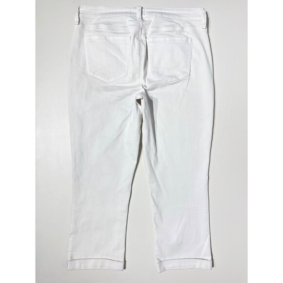 NYDJ White Capri Jeans Rolled Straight Leg Lift Tuck Stretch Women's Size 8 (J4) - Picture 2 of 11